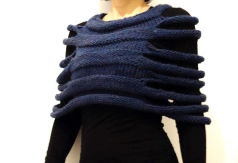 Designer Spotlight: Unique Knitwear Designed By Camexia Designs | KnitHacker Winter Shrug, Chunky Knit Shawl, Chunky Knit Vest, Unique Knitwear, Knitted Capelet, Knitting Short Rows, Vest Handmade, Knitwear Fashion, Knit Wrap