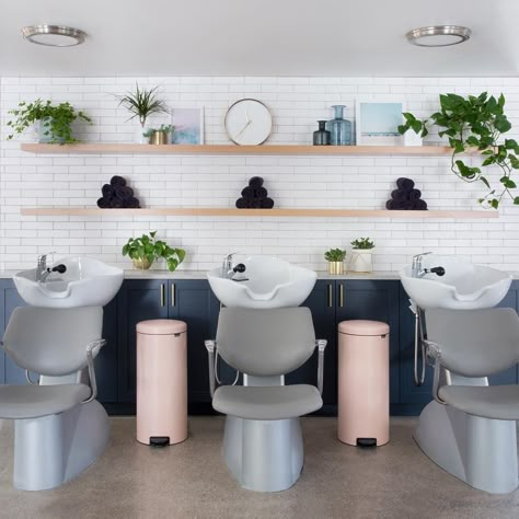 Salon Shampoo Area, Salon interiors, Salon Design, salon Layout, hair salon sinks , salon designers, salon decor Salon Shampoo Area, Small Hair Salon, Salon Sink, Hair Salon Interior Design, Salon Interior Design Ideas, Small Salon, Nail Salon Interior Design, Home Hair Salons, Hairdresser Salon