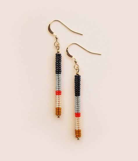 Stripe Earrings Noon Seed Bead Earring Ideas, Seed Bead Earrings Patterns, Bead Art Patterns, Seed Bead Earring, Diy Seed Bead Earrings, Seed Bead Jewelry Patterns, Glass Bead Earrings, Beaded Earrings Tutorials, Beaded Earrings Diy