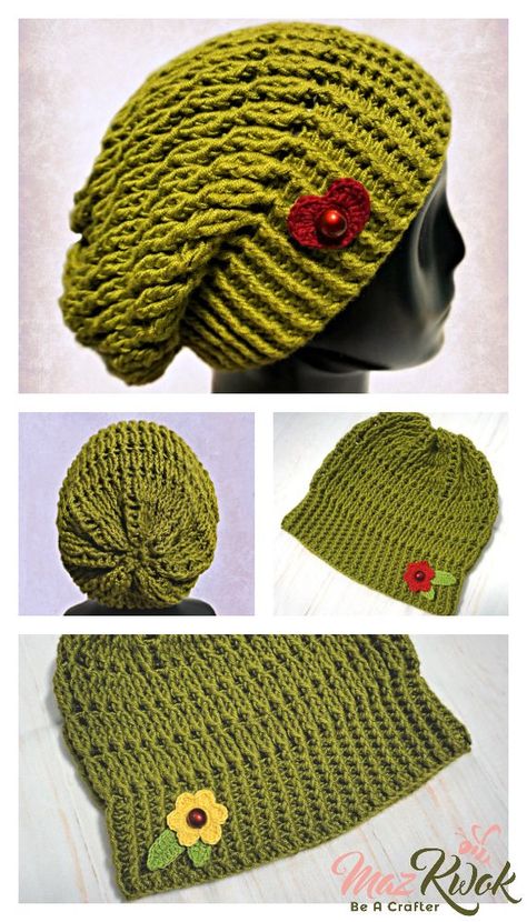 Fall Beanie Crochet, Quick Crochet Hat, Beginners Crochet Patterns, Beanie Pattern Free, Crochet Beanie Pattern Free, Crochet Adult Hat, Crochet Caps, Crochet Slouch Hat, Crochet Slouchy Beanie