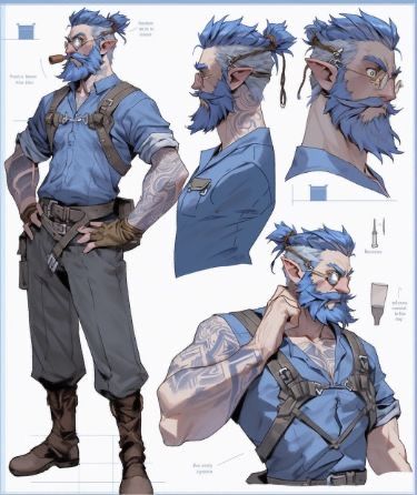 Concept Poses Character Design, Traveller Character Art, Navigator Character Design, Jrpg Characters Art, Tough Guy Character Design, Dnd Male Character Art, Shopkeeper Character Design, Older Character Design, Shape Shifter Character Design