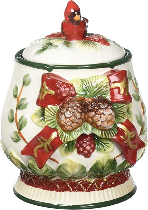 Amazon.com: Cosmos Gifts 10556 Evergreen Holiday Jar, 7-1/2-Inch: Kitchen & Dining Cardinal Christmas Decor, Christmas Candy Dish, Christmas Dining Room Decor, Byers Choice Carolers, Santa Cookie Jar, Antique Cookie Jars, Christmas Candy Jars, The Cookie Monster, Christmas Cookie Jars