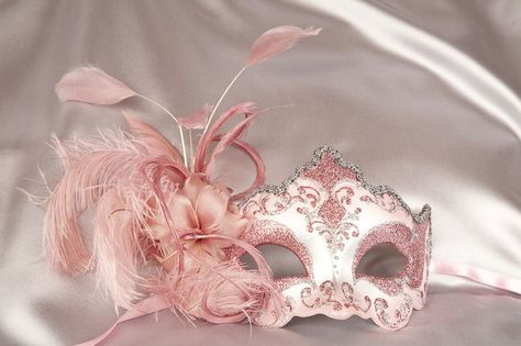 One of the beautiful masks we rent out. Pink Masquerade Mask Aesthetic, Pink Mask Aesthetic, Light Pink Masquerade Mask, Pink Masquerade Outfit, Coquette Masquerade, Reyna Core, Maskerade Mask, Pink Masquerade Mask, Pink Masquerade