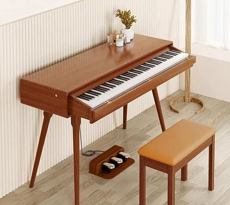 Amazon.com: LANDTOM DD-8910 88-Key Solid Wood Drawer Digital Keyboard Piano With Stand, Multifunctional Desk Type Wooden Electric Hammer Weighted Full Size Keyboard Piano With 3-Pedal (With Stool) : Musical Instruments Piano Table Design, Keyboard Stand Ideas, Keyboard Styling, Electric Piano Aesthetic, Keyboard Piano Stand, Piano Table, Piano Stand, Piano Desk, Music Desk