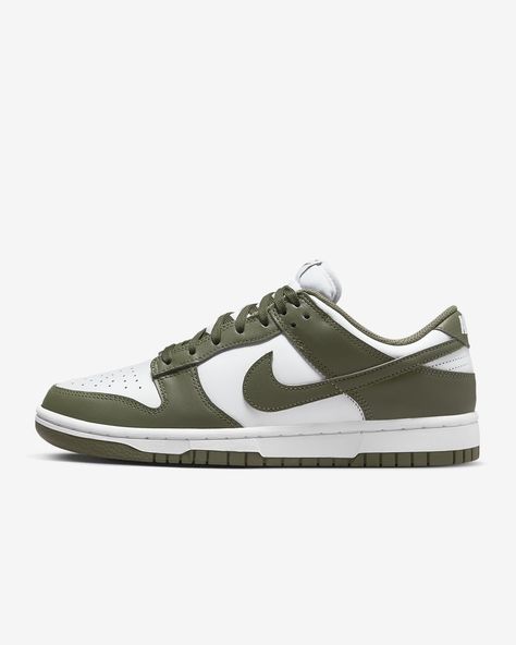 Nike Dunk Low Women's Shoes. Nike UK Nike Dunk Low Medium Olive, Army Green Outfit, Green Dunks, Clothes Basics, Dunk Lows, Low Dunks, Running Everyday, Cars Women, Nike Shoes Girls