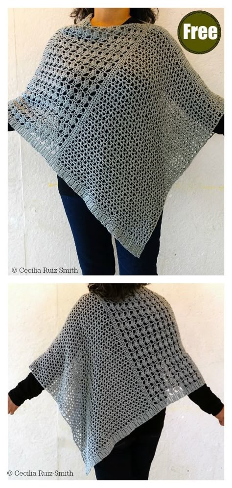 Wrapped Pearl Poncho Free Crochet Pattern Crocheted Ponchos, Poncho Patterns, Crochet Poncho Free Pattern, شال كروشيه, Poncho Crochet, Crochet Wearables, Crochet Poncho Patterns, Crochet Shawls And Wraps, Poncho Pattern