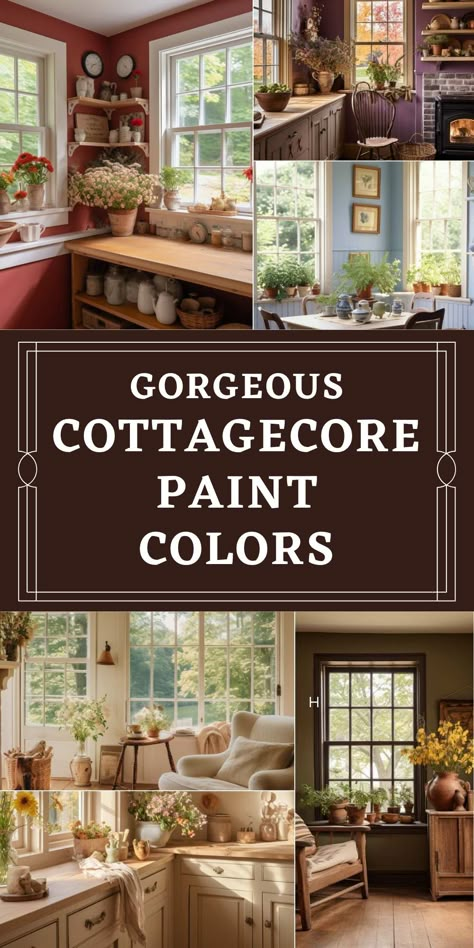 Old English Cottage Paint Colors, Cottage Core House Interior Kitchen, Cottagecore Couch Aesthetic, Cottage Core Book Aesthetic, Indoor Cottage Decor, Rustic Cottage Paint Colors, Traditional House Color Scheme, Cottage House Color Schemes, Healthy Kitchen Aesthetic