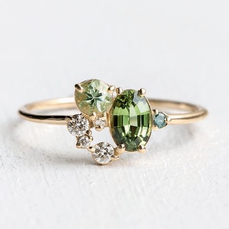 26 Cluster Engagement Rings To Get Obsessed With! Peridot Birthstone Ring, Magic Princess, Collection Board, Forest Magic, Peridot Birthstone, Cluster Engagement Ring, Peridot Ring, Wedding Rings Unique, Solitaire Diamond