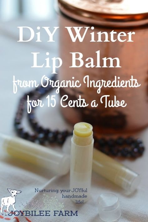 Winter Lip Balm from Organic Ingredients for 15 Cents a Tube | Joybilee® Farm | DIY | Herbs | Gardening | Chapstick Recipe, Summer Lip Balm, Winter Lip Balm, Beeswax Recipes, Homemade Lip Balm Recipe, Deodorant Recipe, Lip Balm Recipe, Diy Lip Balm Recipes, Farm Diy