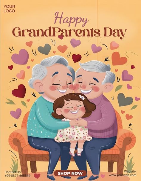 Vector happy grandparents day post banne... | Premium Vector #Freepik #vector Grandparents Day Invitation, Grandparents Day Banner, Generations Of Love, Grandparents Day Cards, Design For Social Media, Happy Grandparents Day, Engagement Invitation Cards, School Board Decoration, Love Show