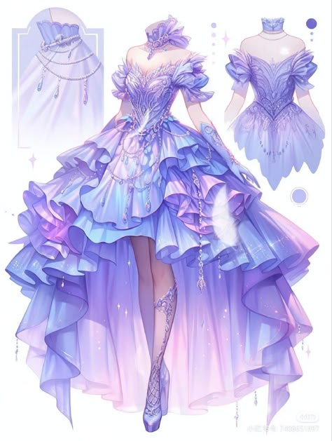 Magical Dress, Dreamy Gowns, Seni Dan Kraf, Dress Design Drawing, Fantasy Dresses, Fashion Drawing Dresses, Have Inspiration, Drawing Anime Clothes, Dress Design Sketches