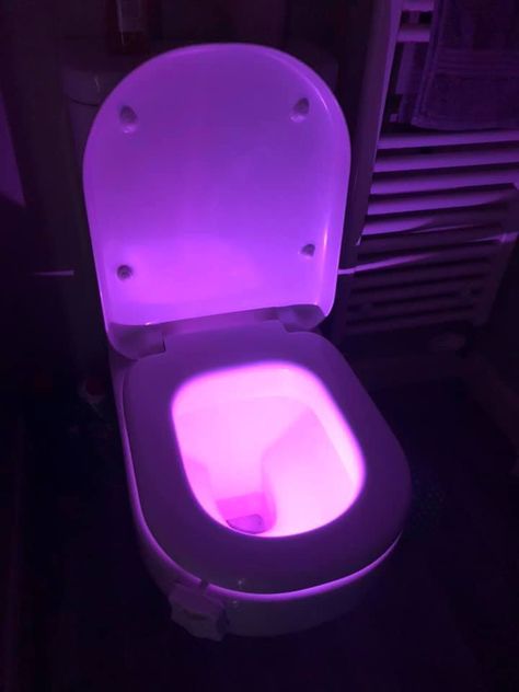 Bathroom Night Light Ideas, Shower Led Lights, Toilet Lights, Aesthetic Toilet, Giant Beds, Pink Bathrooms, Bathroom Night Light, Lights Bathroom, Dorm Stuff