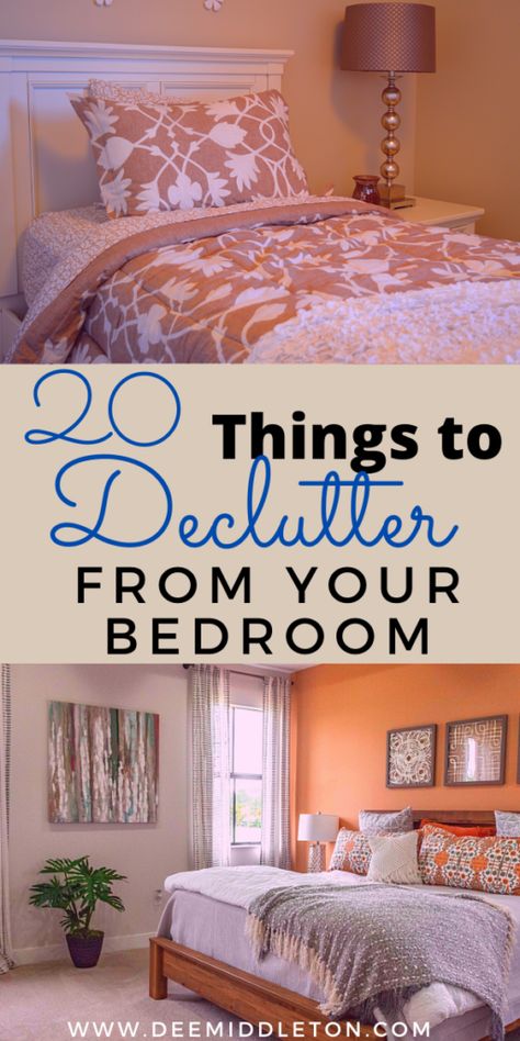 Bedroom Declutter Checklist, How To Declutter Your Bedroom, Bedroom Declutter, Cluttered Bedroom, Declutter Bedroom, Declutter Checklist, Declutter And Organize, Decluttering Ideas, Declutter Challenge