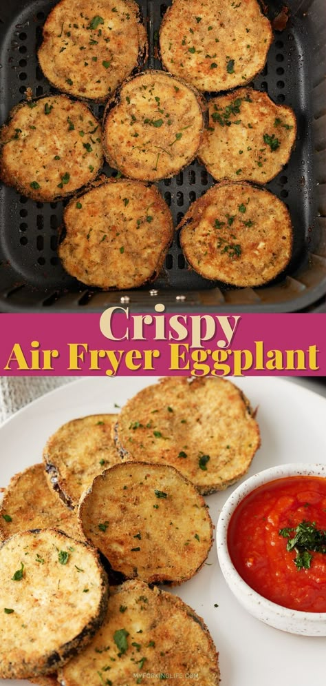 Good Eggplant Recipes, Healthy Fried Eggplant, Gf Eggplant Recipes, Low Carb Eggplant Recipes Air Fryer, Fast Eggplant Recipes, Eggplant Recipes In Air Fryer, Eggplant Parmesan Air Fryer Recipe, Keto Eggplant Recipes Air Fryer, How To Cook Egg Plant Recipes