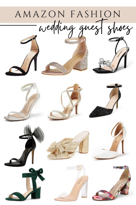 Are you looking at shoe aesthetic inspiration and spending too much time trying to decide which fashionable shoes to wear with your outfit for the wedding you are attending but want to also be able to wear for a cute date night outfit? I have compiled a list of the most comfortable heels on amazon that are affordable and versatile for dress up or casual outfits! Fall Formal Shoes, Shoes To Wear To Wedding As Guest, Formal Wedding Guest Shoes, Shoes For Formal Black Dress, Shoes For Long Dress, Black Tie Wedding Guest Shoes, Shoes With Dresses How To Match, Shoes For Black Dress Wedding, Shoes To Go With Black Dress