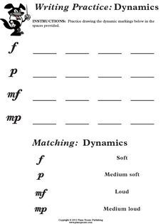 Music-Worksheets-Musical-Terms-Dynamics-002 | Music Worksheets ... Dynamics Worksheet, Vocal Technique, Learn To Play The Piano, Music Assessments, Ages And Stages, Voice Lessons, Piano Classes, Music Theory Worksheets, Piano Ideas