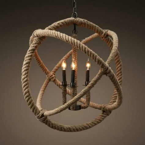 Would love to try this Diy Restoration Hardware, Rope Chandelier, Orb Chandelier, Diy Lampe, Rope Decor, Inexpensive Home Decor, Diy Chandelier, Deco Luminaire, Affordable Decor