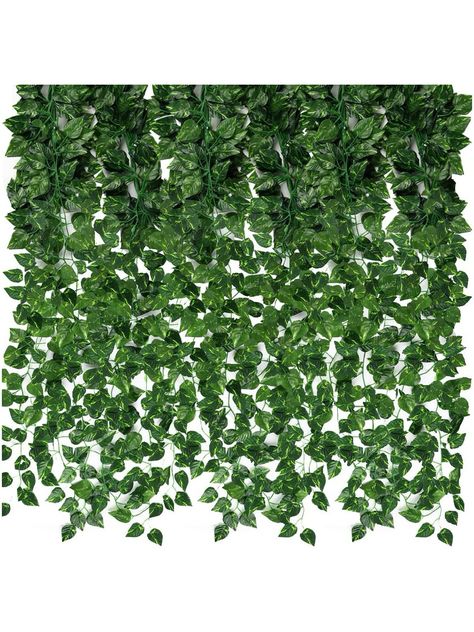 12 Packs 86ft Artificial Ivy Greenery Garland, Fake Vines Hanging Plants Backdrop for Room Bedroom Wall Decor, Green Leaves for Jungle Theme Party Wedding DecorationI discovered amazing products on SHEIN.com, come check them out! Vines Hanging, Fake Vines, Fake Ivy, Fake Hanging Plants, Jungle Thema, Diy Frühling, Jungle Theme Parties, Artificial Plants Outdoor, Hanging Vines