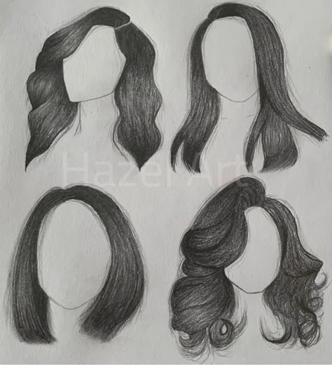 Hairstyles Illustration Sketches, Face And Hair Drawing, Hairstyles For Drawing, Hair Illustration Fashion, Hair Styles Sketch, Hair Sketching, Hairstyles Sketches, Hairstyle Sketch, Hairstyles Illustration