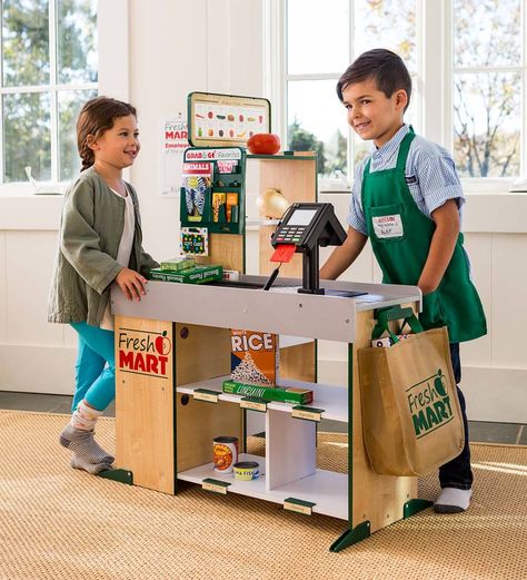 Fresh Mart Pretend Play Wooden Grocery Store Kids Grocery Store, Pretend Play Grocery Store, Play Grocery Store, Kids Market, Experiential Learning, Natural Toys, Grown Ups, Dramatic Play