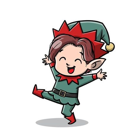 Cute Elf Illustration, Cute Elf Drawing, Christmas Elf Drawing, Elves Drawing, Christmas Elf Clipart, Elf Illustration, Elf Tattoo, Elf Drawing, Stockings Fireplace