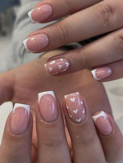 25 Classy Girl Short French Nails - Hairs Out of Place Cute Nails Acrylic Trendy, Funky French Tip Nails Square, Square French Tips With Design, Short Party Nails, Nail Inspo For Square Nails, French Tip Square Nails With Design, Square French Nails With Design, Short Nail Ideas French Tip, Nail Inspo French Tip Square