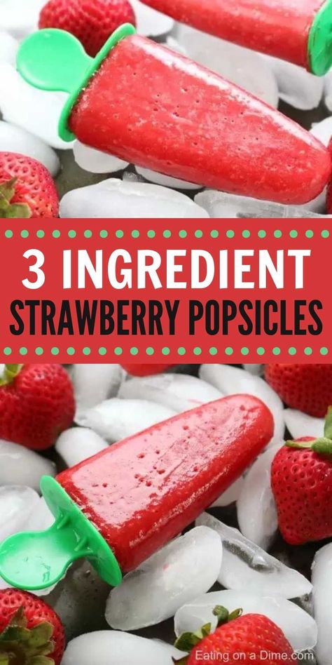 Strawberry popsicles are the perfect treat to make this Summer. Strawberry popsicles recipe tastes so refreshing. Try this fresh strawberry popsicle! Desert Hacks, Pop Cycles, Strawberry Popsicles Recipe, Popcicles Recipes, Popsicle Recipe For Kids, Strawberries Recipes, Fruit Popsicle Recipes, Homemade Fruit Popsicles, Diy Popsicles