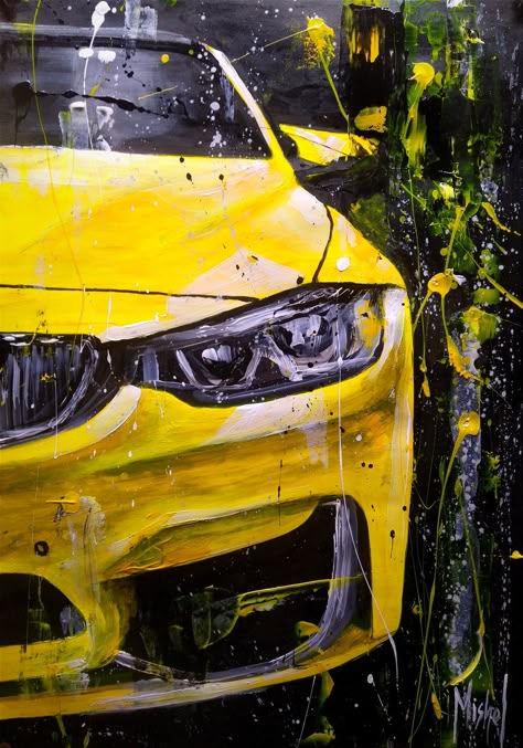 Paintings Of Cars, Reflection Art, Car Drawings, Diy Canvas Art Painting, Car Painting, Diy Canvas Art, Diy Canvas, Car Art, Canvas Art Painting