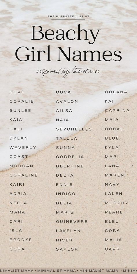 Cove Name Meaning, Pretty Last Names Aesthetic, Ocean Names Girl, Ocean Baby Names, Baby Girls Names, Ocean Names, Names For Girls, Sweet Baby Names, Names Girl