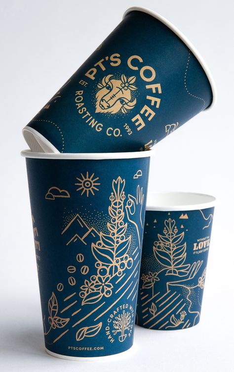 Carpenter Collective – A Design + Branding Studio Coffee Cup Branding Design, Cafe Packaging Ideas, Coffee Cup Design Ideas Creative, Branded Coffee Cups, Coffee Brand Packaging, Takeaway Coffee Cup Design, Tea Company Branding, Coffee To Go Cup Design, Coffee Cup Design Art