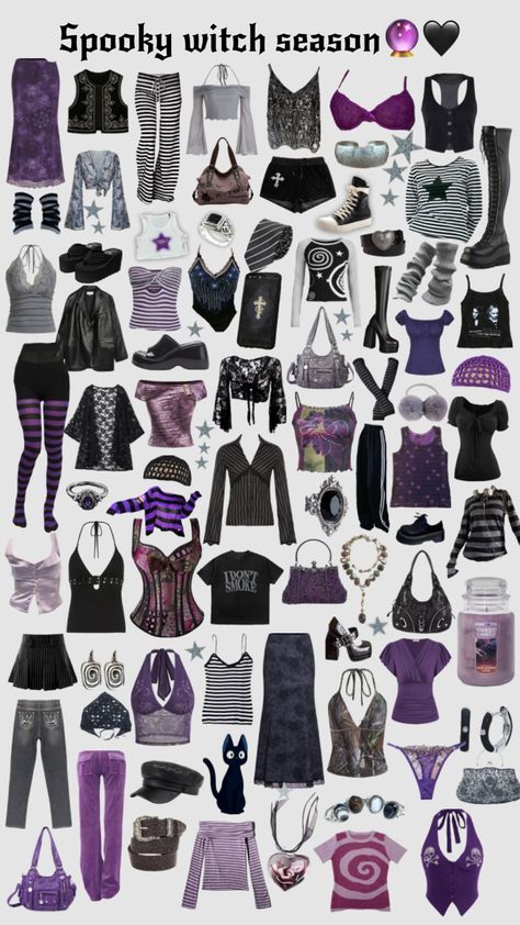 Y2k Purple Aesthetic, Outfit Ideas Purple, Witch Season, Y2k Instagram, Aesthetic Y2k Outfits, Witchy Outfits, Purple Goth, Purple Y2k, Purple Witch