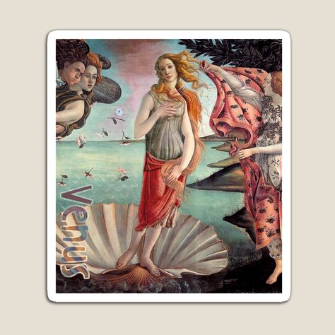 Get my art printed on awesome products. Support me at Redbubble #RBandME: https://www.redbubble.com/i/magnet/The-Birth-of-Venus-by-Sandro-Botticelli-Reinterpreted-by-ACCI-Dressed-Up-by-VanyssaGraphics/87642360.TBCTK?asc=u Sandro Botticelli Paintings, Birth Of Venus Botticelli, Botticelli Art, Botticelli Paintings, Venus Painting, Birth Of Venus, Sandro Botticelli, Uffizi Gallery, Francisco Goya