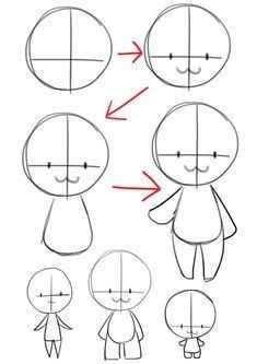 Kid Art Reference, How To Draw Cartoon, How To Draw For Beginners, Cute Drawings For Beginners, Cute Drawing Reference, Cute Drawings To Draw, Cute Body Base Drawing, Kid Drawing Reference, Anime Chibi Drawing