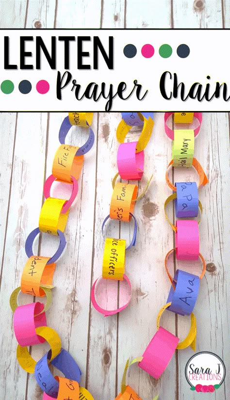 Lent Kids Crafts, Lent Countdown For Kids, Lent Crafts For Kids, Lent Crafts, Lent Activities, Lenten Activities, Prayer Crafts, Prayer Chain, Prayer Stations