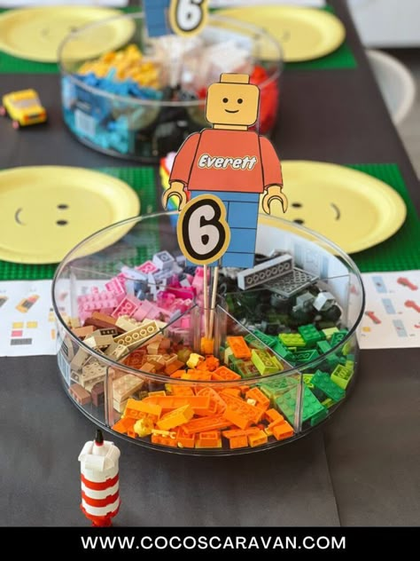 Lego Centerpieces, Lego Party Table, Lego Party Ideas, Lego Party Favors, Party Ambiance, Lego Themed Party, Lego Theme, Lego Decorations, Ninja Birthday