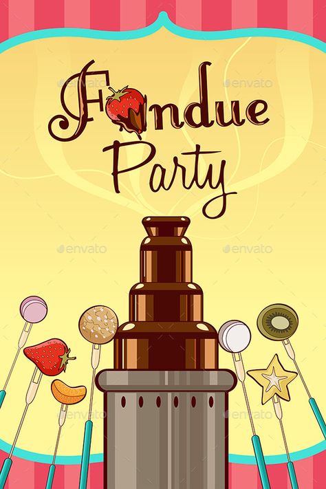 A vector illustration of fondue party invitation with copyspace. Vector illustration, zip archive contain eps 10 and high resoluti Fondue Party, Party Invitations, Vector Illustration, Kitty, Internet, Illustrations, Marketing, 10 Things, Logos