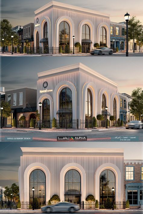 Modern Real Estate Office, Real Estate Office Design, Classic Facade Design, Modern Classical Architecture, New Classical Architecture, Classic Facade, Hotel Facade, Architecture Classic, Modern Real Estate