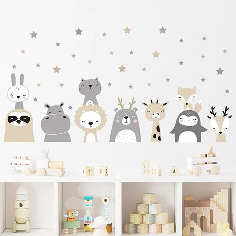 Cartoon Animal Wall Sticker for Kids Room Baby Nursery Room Decoration Children's Bedroom Wall Decals Kindergarten Wallpaper - AliExpress Nursery Room Decoration, Baby Nursery Room, Sunday School Rooms, Kindergarten Wallpaper, Wall Decals For Bedroom, Room Baby, School Room, Children's Bedroom, Wall Stickers Kids