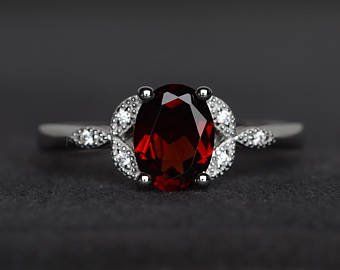 Birthstone ring | Etsy Rings Silver Engagement, Garnet Ring Engagement, Engagement Rings Women, Red Engagement Ring, Gothic Wedding Rings, Red Gemstone Ring, Garnet Ring Silver, January Birthstone Rings, Garnet Engagement Ring