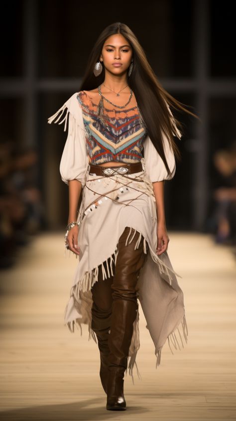 Native American Clothes Women, Native American Inspired Outfits, Native American Womens Clothing, Indigenous Outfit Ideas, Indigenous Fashion Native Americans, Aztec Inspired Fashion, Diy Native American Outfit, Modern Native American Fashion, Indigenous Outfit