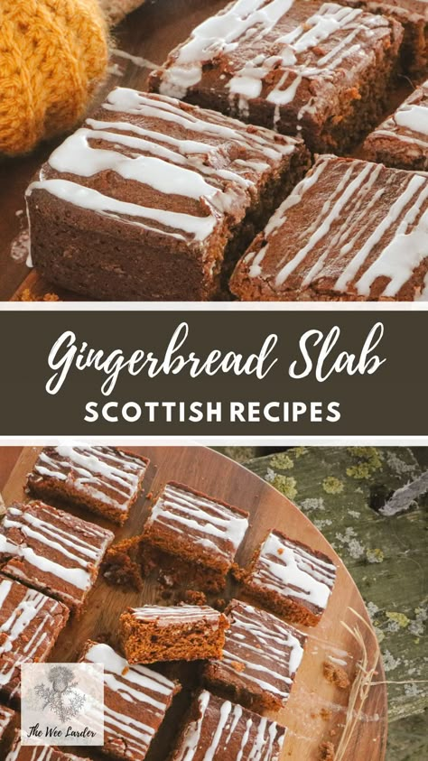 If you enjoy traditional Scottish Gingerbread your going to love this delicious iced Gingerbread Slab. It’s so lovely at this time of year with the warming spices and flavours and makes a delicious treat with a cup of hot tea. Thats if you can get a bit before the kids pinch it all in my house. Scottish Holiday Traditions, Scottish Cookies Christmas, Scottish Christmas Dinner, Scottish Christmas Recipes, Scottish Desserts Traditional, Scottish Recipes Traditional, Scottish Christmas Traditions, Scottish Recipes Authentic, Scottish Gingerbread