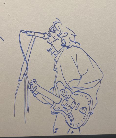 Singing Drawing, Guitar Sketch, Guitar Drawing, Person Drawing, Music Drawings, Guy Drawing, Sketchbook Inspiration, The Clown, Art Refs