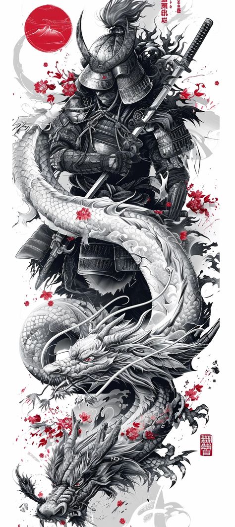 Midjourney Feed Full Arm Tattoo Men Sleeve Art Designs, Yakuza Tattoo Men, Yakuza Tattoo Design, Japanese Warrior Tattoo, Samurai Tattoo Sleeve, Warrior Tattoo Sleeve, Samurai Warrior Tattoo, Guerriero Samurai, Japanese Tattoos For Men