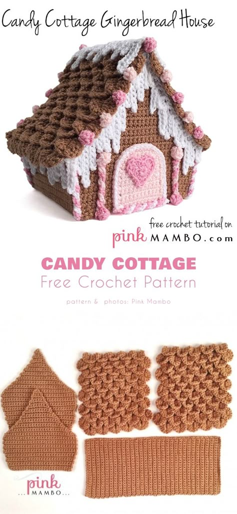 Gingerbread House Patterns, Crochet Xmas, Crochet Christmas Decorations, Crochet Decoration, Holiday Crochet, Crochet Christmas Ornaments, Christmas Crochet Patterns, Fun Crochet Projects, Crochet Diy