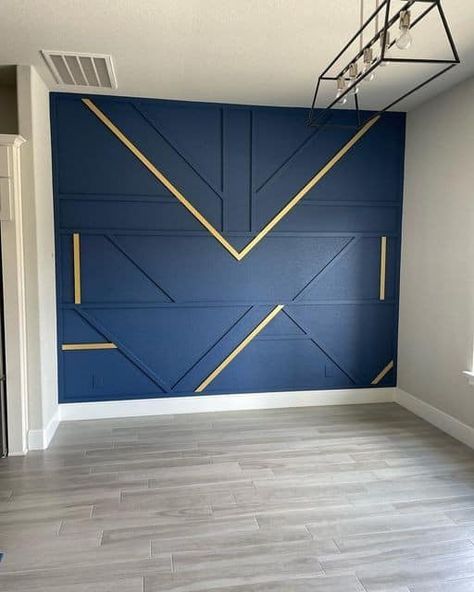 Gold Accent Wall Living Room, Trim Wall Design, Architectural Textures, Family Organization Wall, Modern Accent Wall, Custom Wall Design, Gold Accent Wall, Trim Wall, Foyer Wall