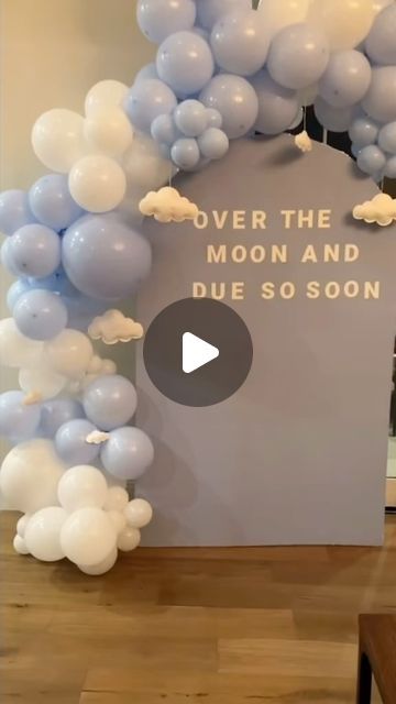 Darby Ball Cerbo on Instagram: "DIY baby shower decor!! 😇🧸🍼🌙 including the sign/photo backdrop I made out of wall insulation! #babyshower #babyshowerideas #overthemoonbabyshower #diyproject #photobackdrop #boybabyshower #diy" Moon And Back Baby Shower Ideas, We Are Over The Moon Baby Shower Theme, Over The Moon Baby Shower Ideas Boy, Over The Moon Baby Shower Ideas, Diy Baby Shower Backdrop, Baby Shower Backdrop Ideas, Moon Baby Shower Theme, Baby Skiing, Moon Baby Shower