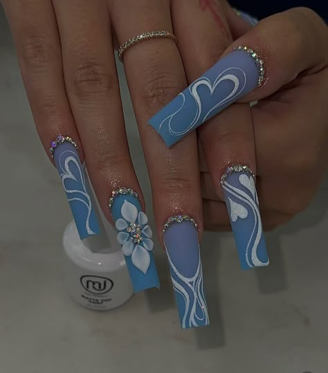 Fye Nails, Blue Acrylic Nails, Colored Acrylic Nails, Cute Acrylic Nail Designs, French Acrylic Nails, Dope Nail Designs, Long Acrylic Nails Coffin, Long Square Acrylic Nails, Unique Acrylic Nails