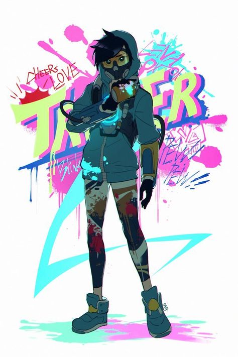 Graffiti Tracer - mar05 on tumblr Graffiti Artist Character Design, Graffiti Tracer, Tracer Art, Overwatch Hero Concepts, Tracer Fanart, Pilot Tattoo, Overwatch Drawings, Dragon Ball Z Iphone Wallpaper, Overwatch Tracer