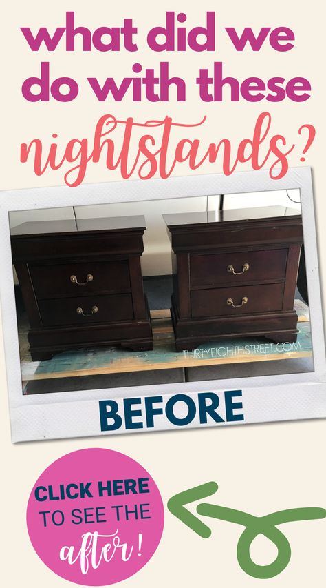 Painted Bedside Tables Night Stands, Bedside Table Painting Ideas, Refurbished Nightstand Ideas, Nite Stands Bedside Tables, Redo Bedside Table, Painting A Nightstand, Bedroom Tables Night Stands, Popular Nightstand Colors, How To Paint Nightstand