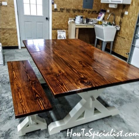 Free Dining Table Plans, Table Plans Woodworking, Bench For Farmhouse Table, Dining Room Table Plans Diy, Diy Farm Table Plans, Dyi Kitchen Table, Homemade Kitchen Table, Farm Table Diy, Kitchen Tables Farmhouse